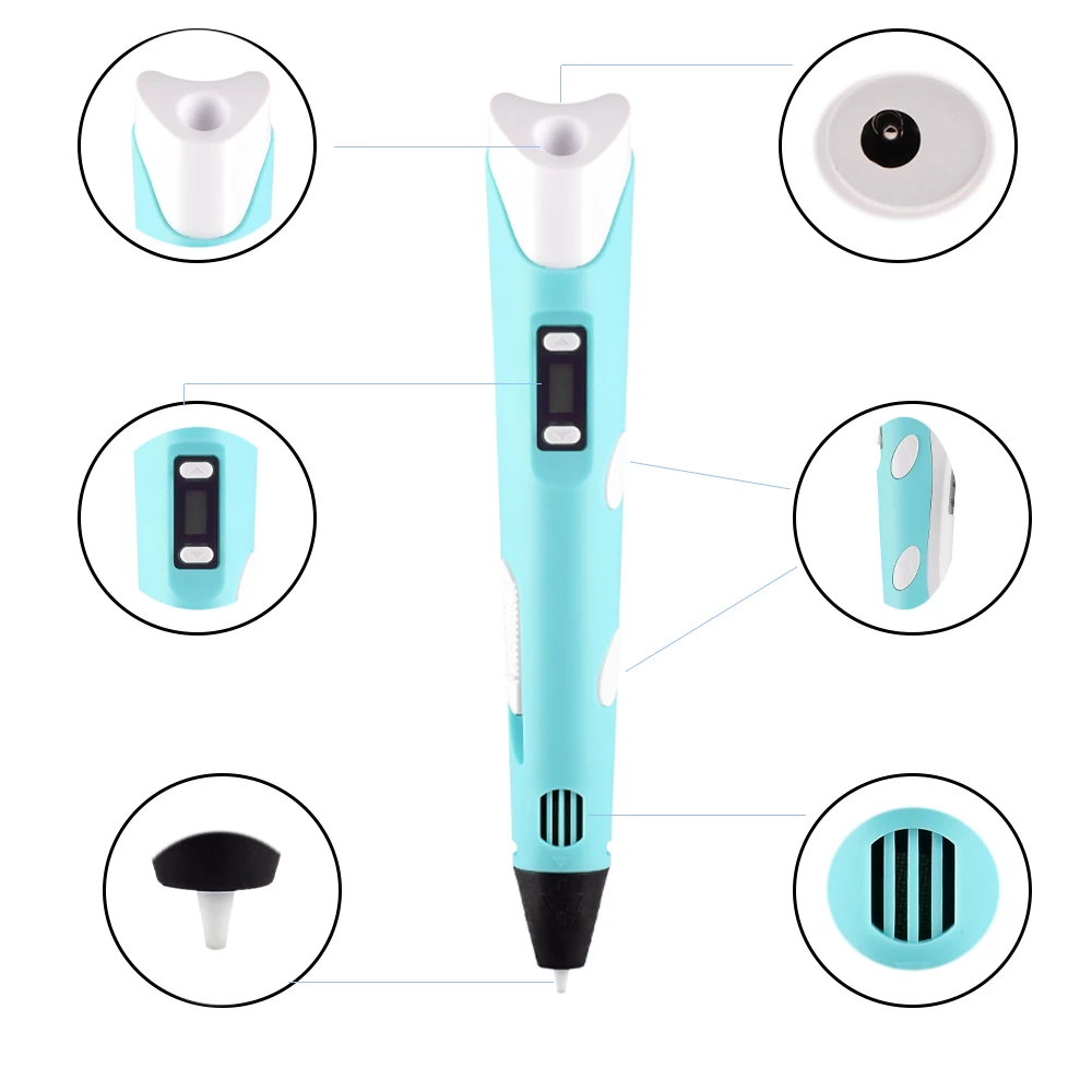 3D Pen for Children 3D Drawing Printing Pencil with LCD Screen Compatible PLA Filament DIY Toys for Kids Christmas Birthday Gift
