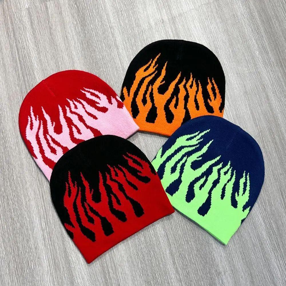 

Flame Knitting Cap Hat Gift Warm Wool Acrylic Beanie Bonnet Y2k Ins Cold Cap Outdoor