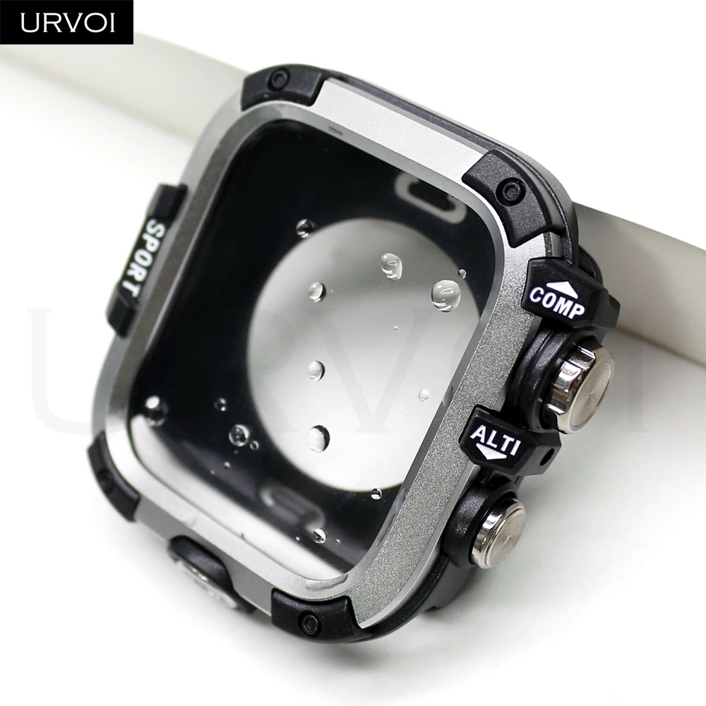 URVOI Tam Kapak Apple Watch Serisi 10 9 8 7 6 SE 5 4 sert tampon GWG ekran koruyucu iWatch için Su Geçirmez gshock tasarımı