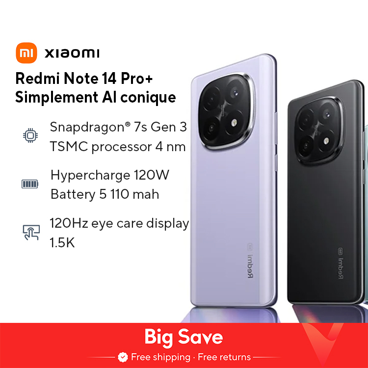 World Premiere Global Version Redmi Note 14 Pro+ 5G Smartphone Snapdragon 7s Gen 3 200MP Rear Camera 120W HyperCharge IP68