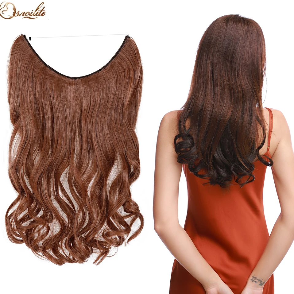 Women Invisible Wire Hair Extensions Hidden No Clip Natural Hair Extensions  Long Soft Silky Straight Curly Hairpiece Wavy Hidden Hair Extension  Synthetic Hairpieces 18-22 inch Hairpiece 