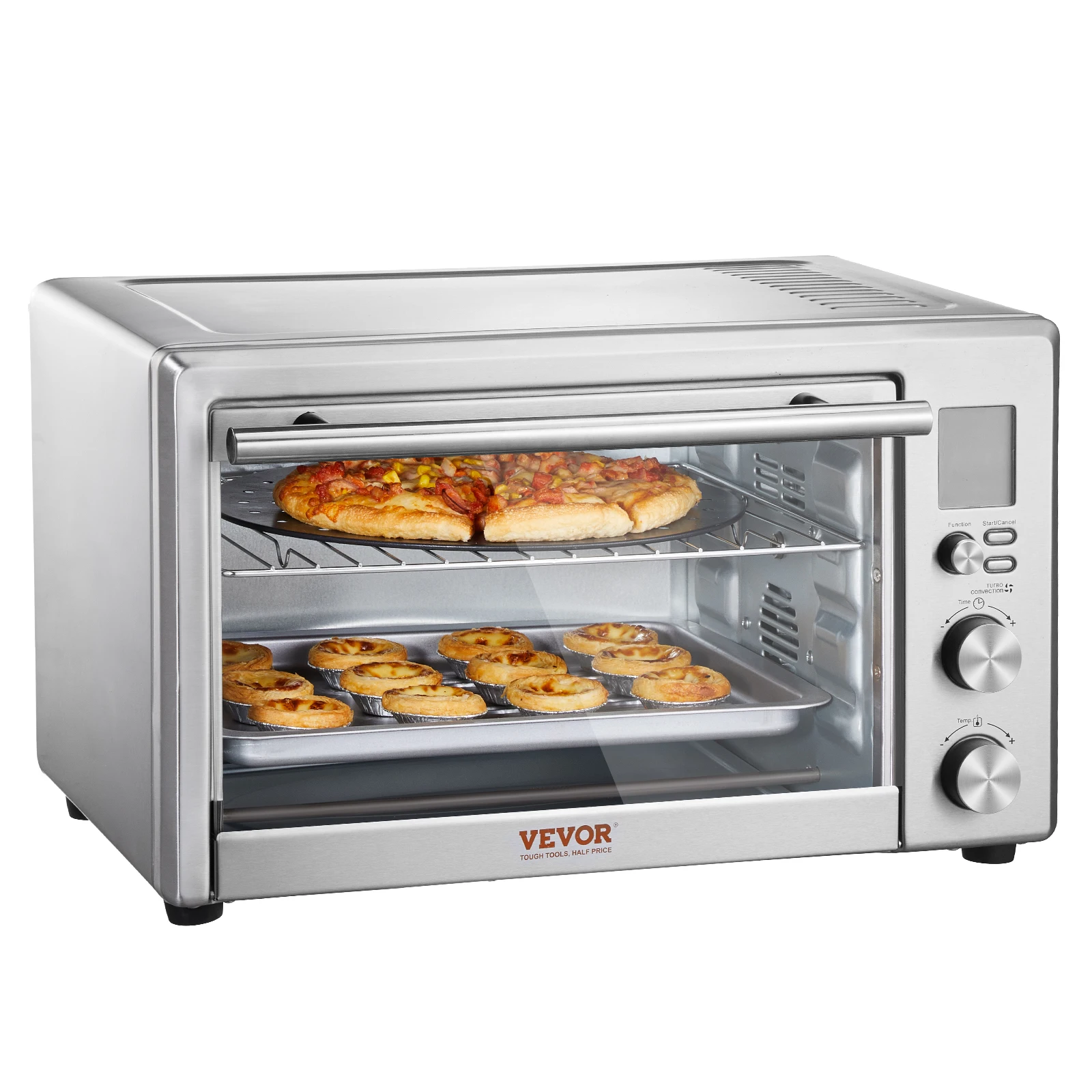 SucceBuy 10-IN-1 Convection Oven 28L Multifunctional Conventional Oven Countertop 4-Tier Toaster with Front Glass Door for Home