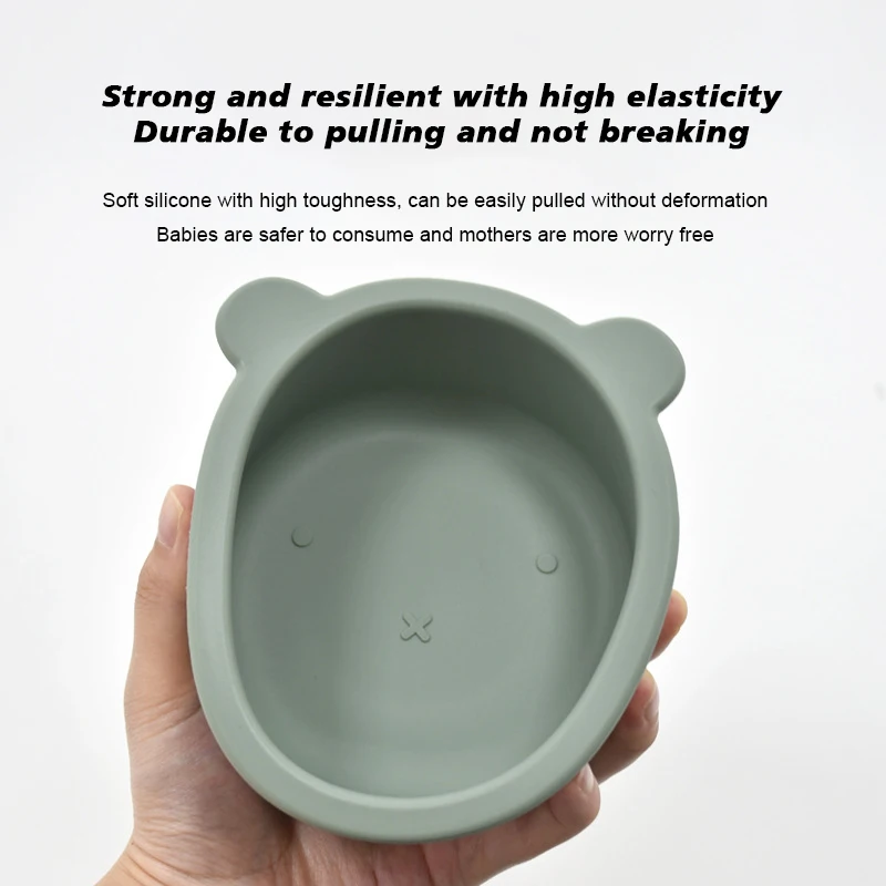 1PC New color Silicone Baby Tableware Set - Cute Bear Shape Suction Bowl for Toddler Eating Training Durable & Safe Dinner Plate 4