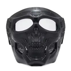 Skull Design Windproof Full Face Protective Mask with Colored Goggles for Motorcycle and Cycling (Black 1)