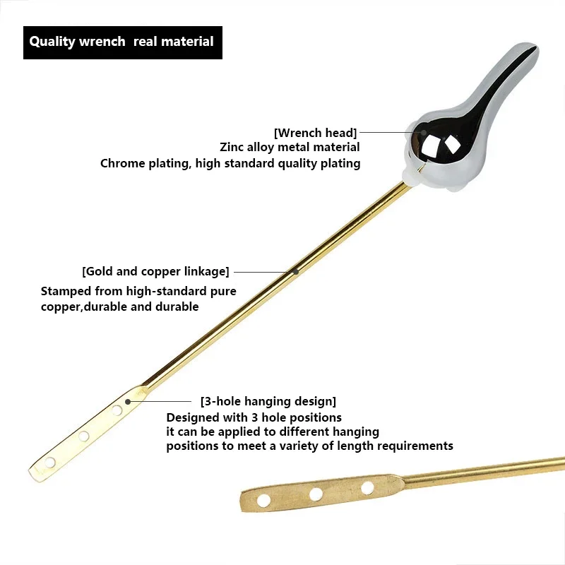 4Pcs/set Front Toilet Tank Flush Lever with Toilet Flapper and 2 Pcs Stainless Steel Chain Blue Handle Replacement Kit