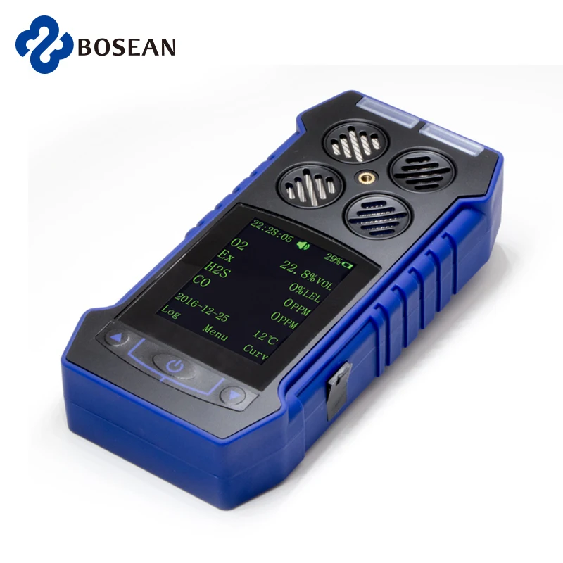 

Portable 4 in 1 Gas Detector O2 EX H2S CO Four Alarm methods three-proof Connect with computer Store Data Alarm detector
