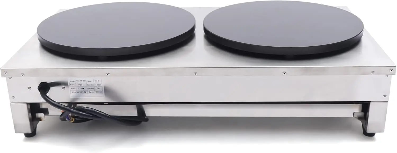 Commercial Electric Crepe Maker Double Hotplate Pancake Machine, Non-Stick Electric Crepe Pan w/Temperature Control, for Blintze 5