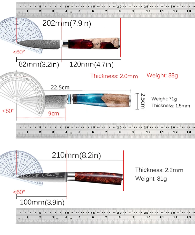 Japanese Fruit Knife Resin Handle Laser Damascus Pattern Ultra-Sharp Cutting Vegetable Boning Kitchen Utility BBQ