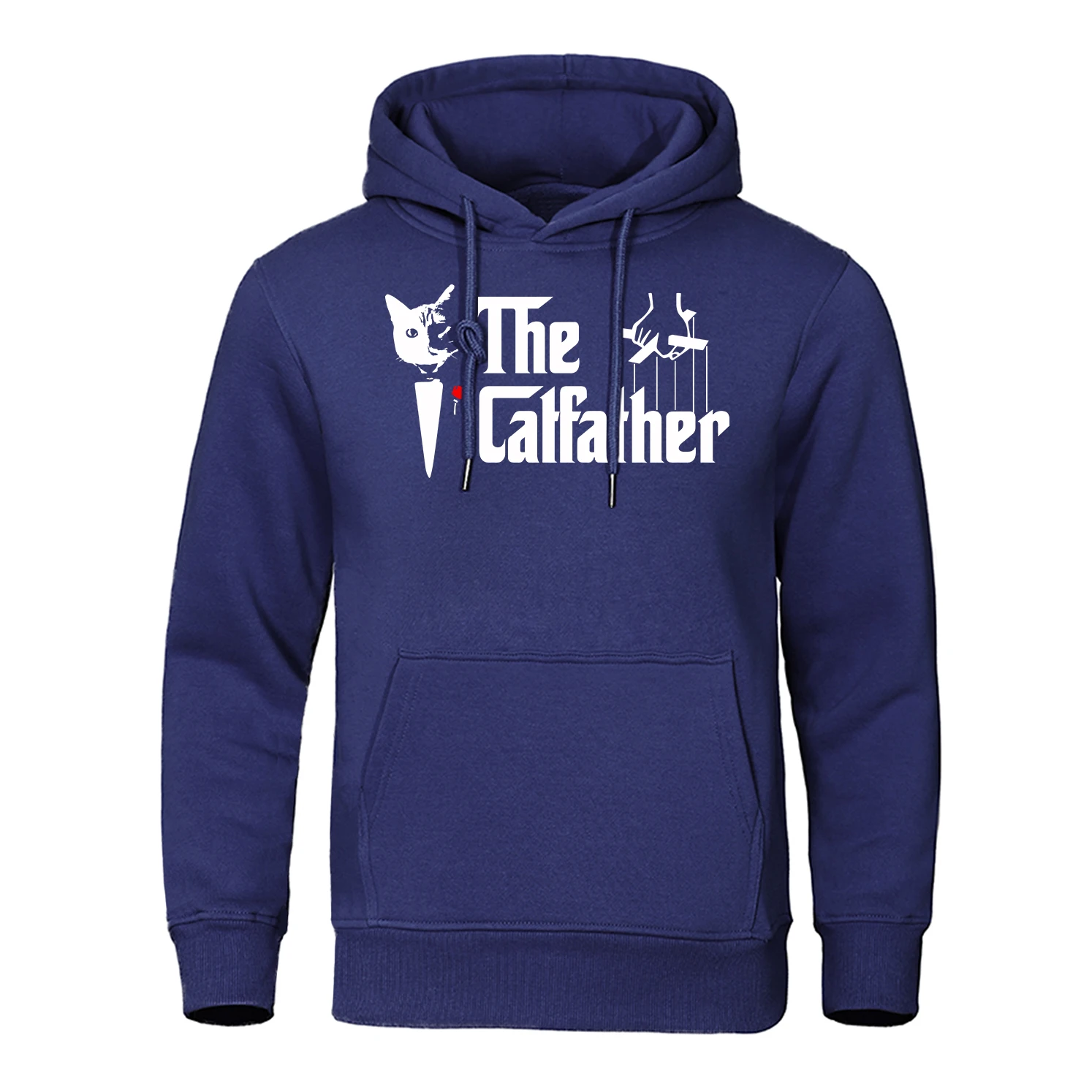 The Catfather Funny Printing Hoody Men Casual Crewneck Hoodies Fashion Loose Street Clothing Fleece Pullover Male Sweatshirt