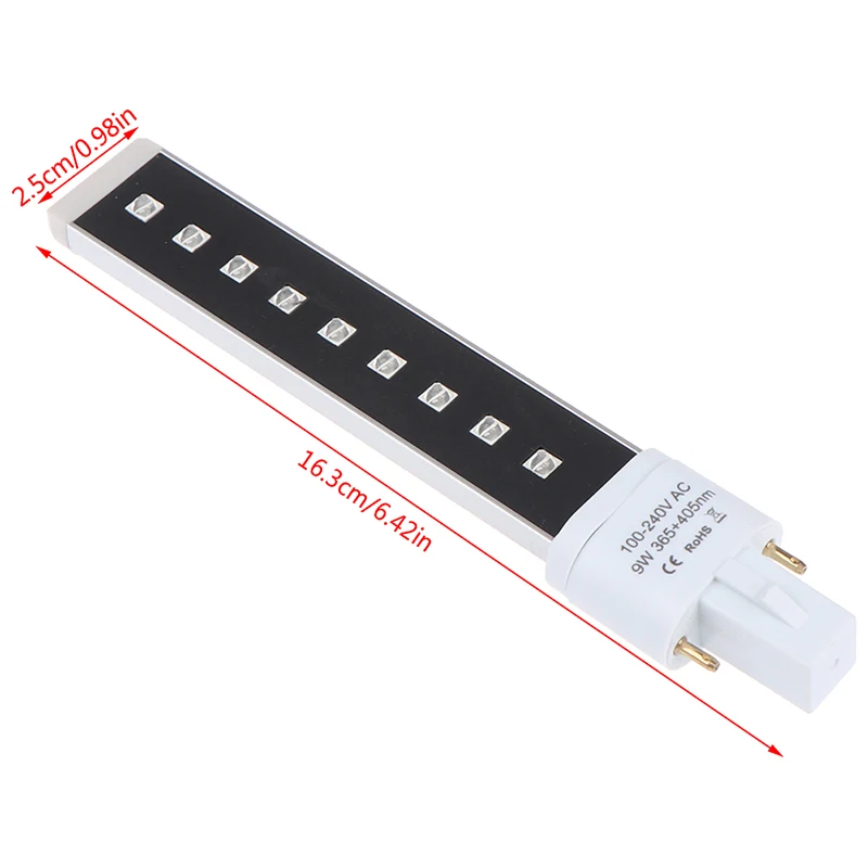 9W 9-LED UV 젤 네일 건조기 - 네일 아트용 전자 광선요법 램프 전구