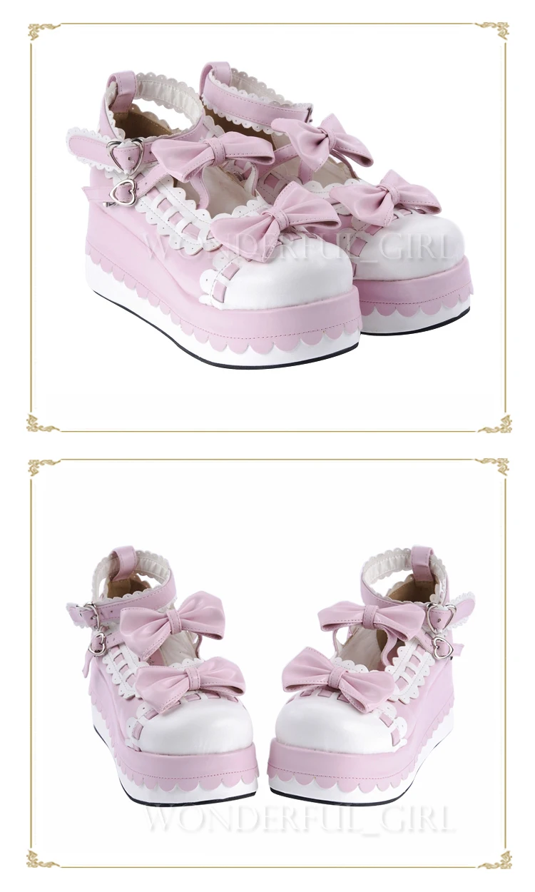 Neue japanische Lolita Plateauschuhe Prinzessin Cosplay Schuhe mit Schleife Größe 35-47 8