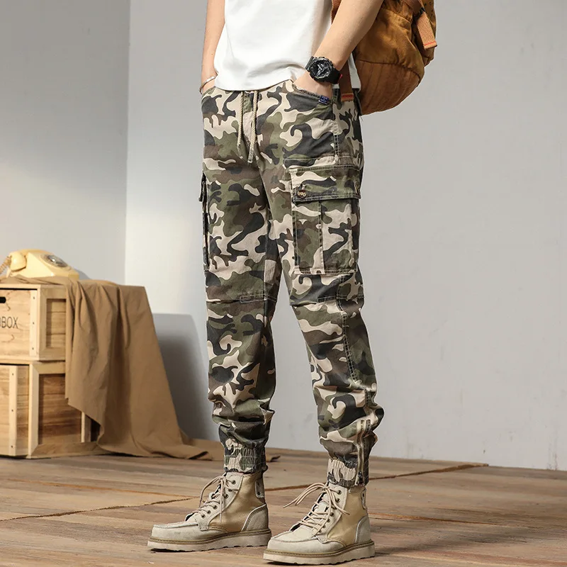 

Spring Summer Camouflage Cargo Pants Men Multi Pocket Workwear Joggers Army Military Cotton Casual Outdoor Tactical Trousers New