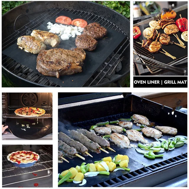 5Db Grill Szőnyeg Nem Tapadó Bbq Főző Pad Újrafelhasználható Barbecue Sütő Hőálló Kiegészítők Konyhai Szerszámok - Image 3