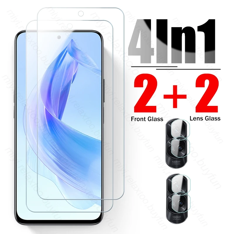 

4In1 HD Screen Protector Tempered Glass Cover For Honor 90 Lite 5G Xonor Honar Honer 90Lite Light CRT-NX1 6.7" Camera Lens Film