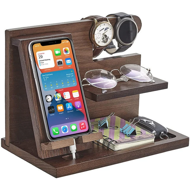 Gifts for Men,Phone Stand Docking Station,Birthday Gifts for Him Dad  Boyfriend Husband Guys,Watch Holder Desk Nightstand Organizer for  Valentines