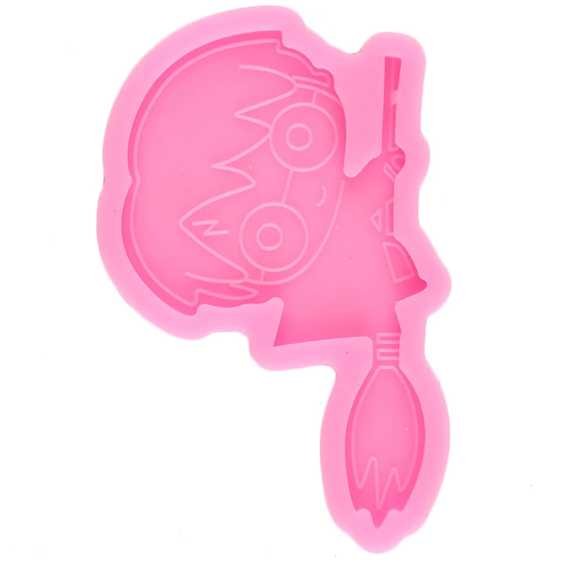 Shiny Anime Magic Boy Keychains Resin Epoxy Molds Boy Riding Broom Silicone DIY Sugarcraft Chocolate Mould silicone mold