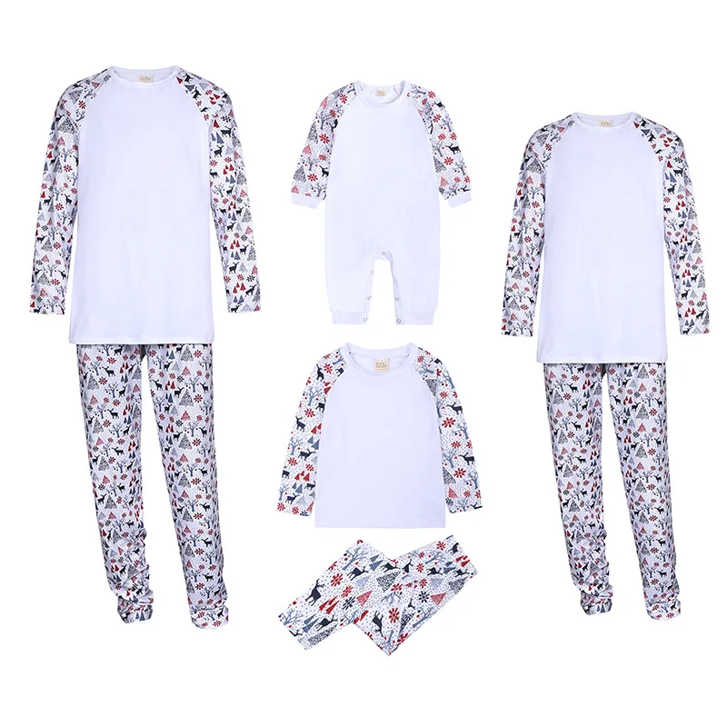 thumbnail image 1 of Conjunto de pijama familiar navideño, ropa de dormir para niños en blanco con sublimación, ropa de poliéster a juego para padres e hijos, ropa de casa para parejas, 1 of 5