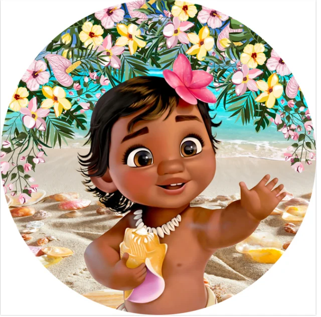 Round Backdrop Baby Moana Princess For Birthday Party Baby Shower Decorations Invitations Banner Wall Decor Photo Booth Backgrounds Aliexpress