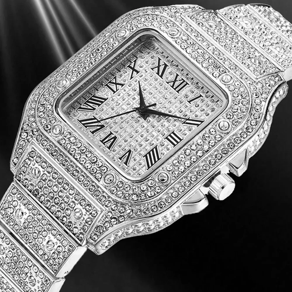 

Часы наручные женские кварцевые с бриллиантами, роскошные деловые повседневные с серебристым браслетом из нержавеющей стали
