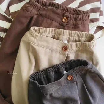 Children's Korean Casual Pants for Babies Spring 2022 New Boys and Girls' Solid Color Loose Fitting Harlan Pants Long Pants 4