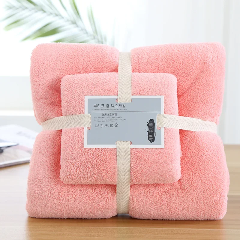 2pcs Set Towel High Absorbent Soft Coral Fleece Bath Towel and Face Towels Set for Adults 70x140cm 35x75cm microfiber towel,bath towel
