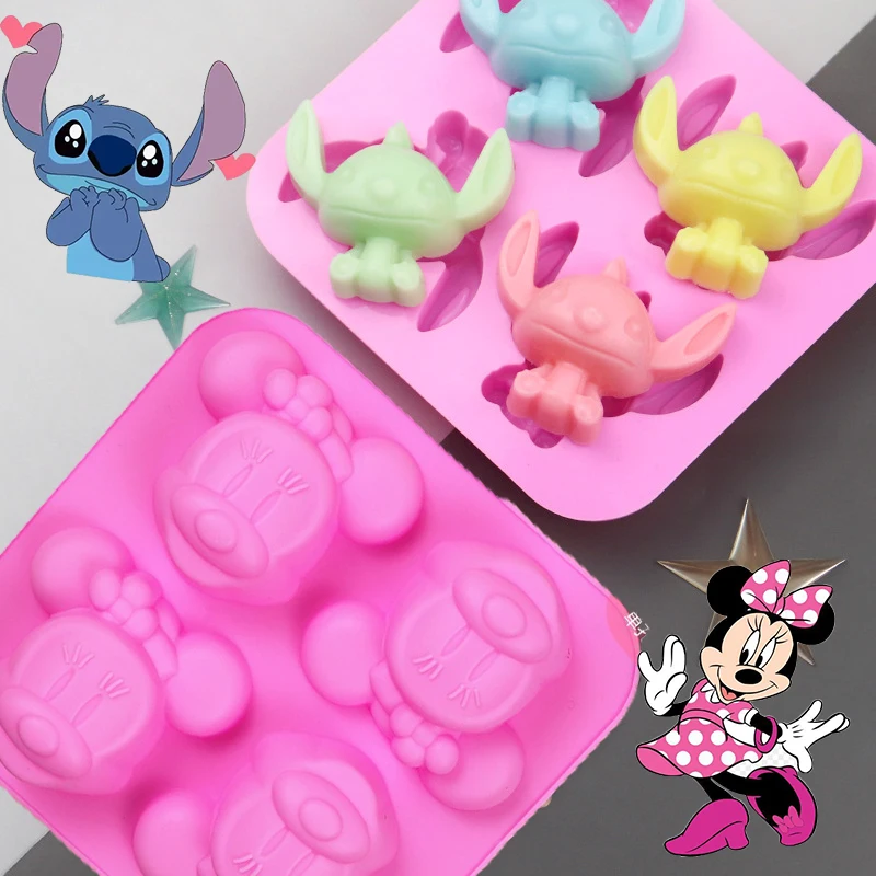 Nuovo Anime Stitch Stampo In Silicone Kawaii Mickey Mouse Minnie Ice Cake Mold Cartoon Winnie The Pooh Biscuit Mold Regali Per Feste