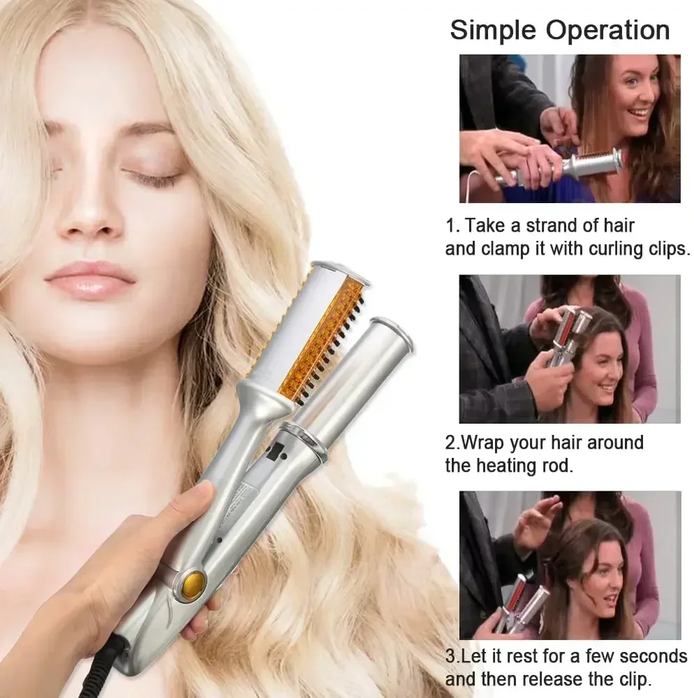 Professional Hair Curler Straighter Rotating Hair Brush 2 In 1 hair straightener hair curler hair iron