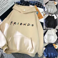 Women Friends Print Hoodie Long Sleeve Pullover Fashion Clothing Casual Solid Color Female Spring Autumn Fashion Streetwear 1