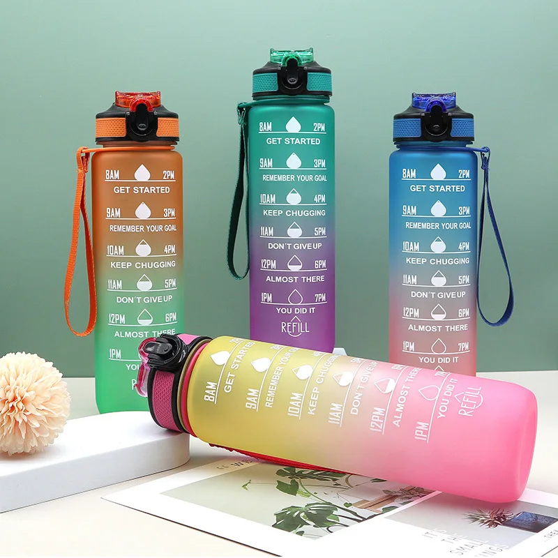여아용 빨대 포함 물병, 900ml 동기 스포츠 물병, 누수 방지 음료병, 야외 여행 피트니스 저그