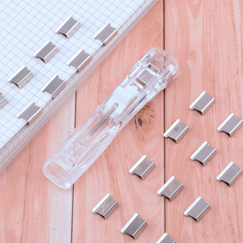 Push Stapler Office Supplies Transparent Removable Metal Clip Pusher Spillatrice School Supplies