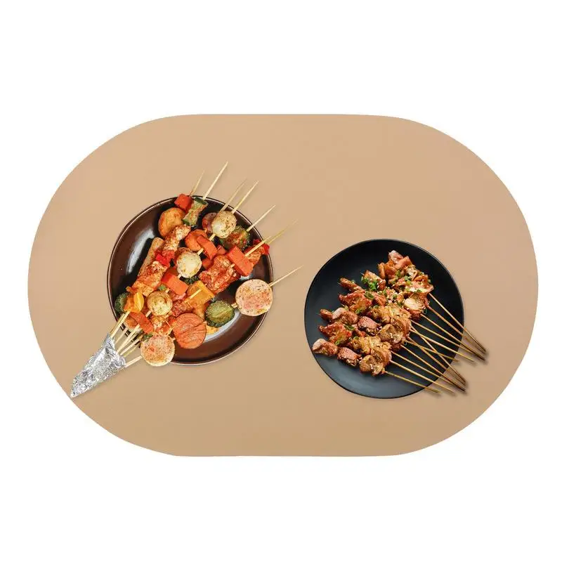 

Faux Leather Placemats Anti-Scald Waterproof Faux Leather Coasters Wipeable Oval Coasters For Restaurants Cafe Non-Slip
