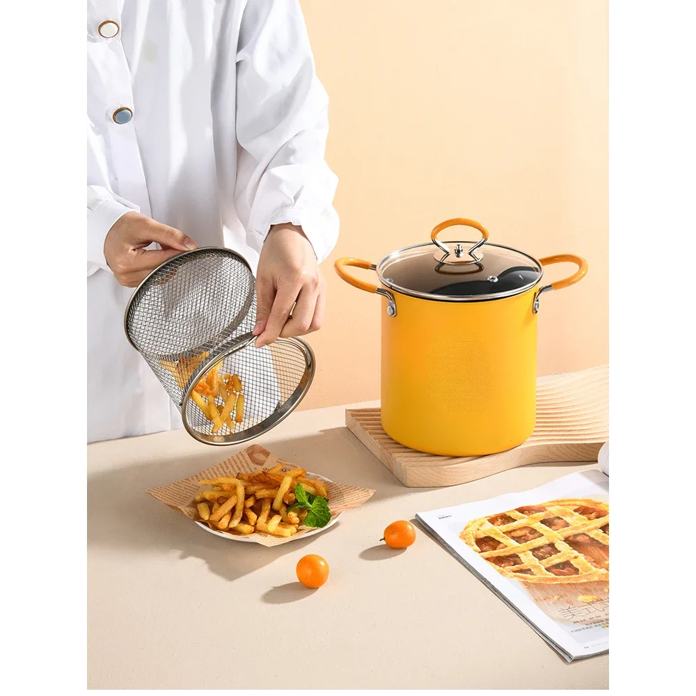

Милый желтый горшок для жарки большой емкости с фильтром из нержавеющей стали 3 л + 304