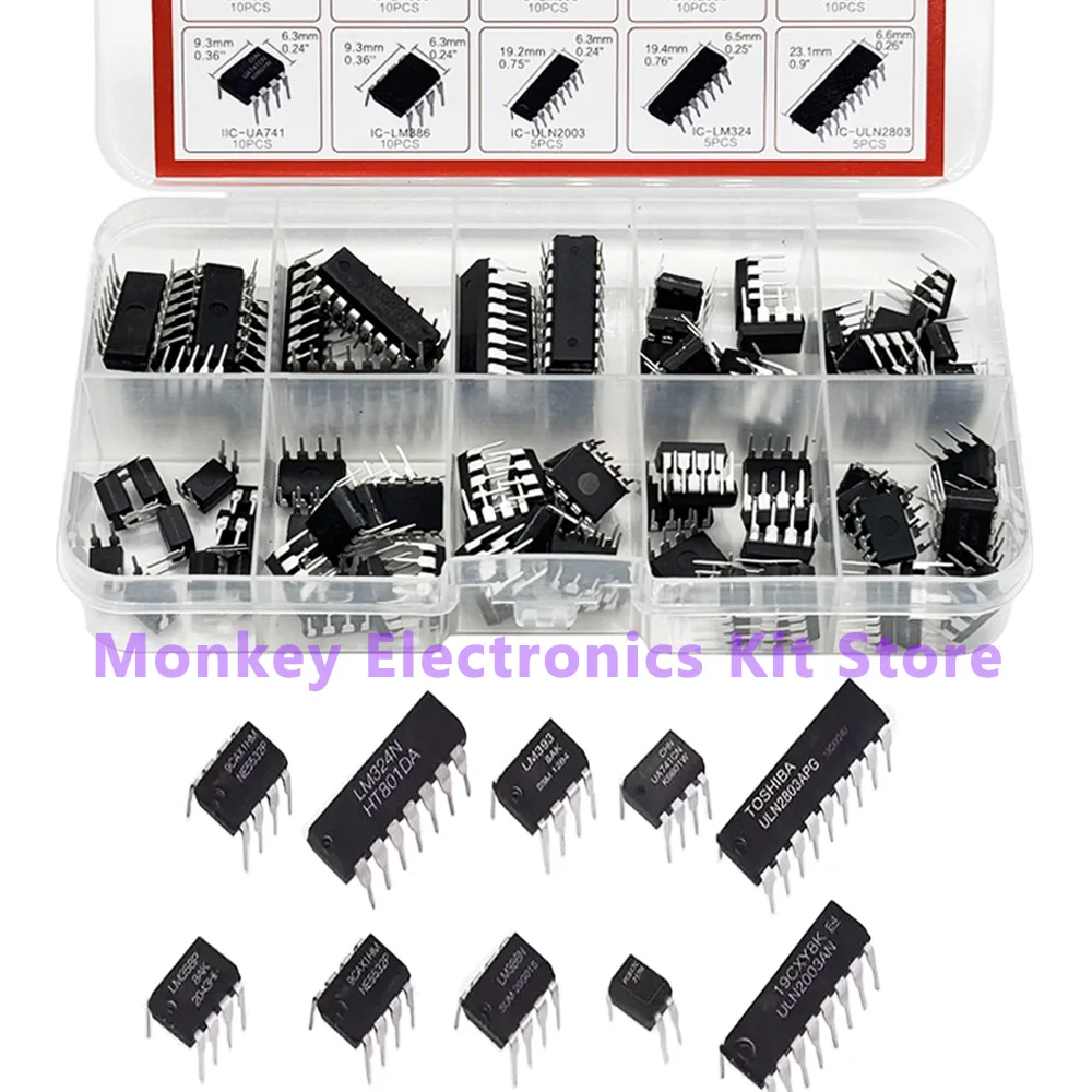 85PCS Integrated Circuit IC Chip Kit with Precision Timer Components - DIY Electronics Kit