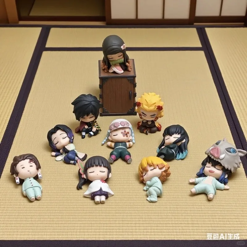 Set De 5 Figurines STASTO Sleeping Kimetsu No Yaiba Onemutan Vol 3 - Neuves