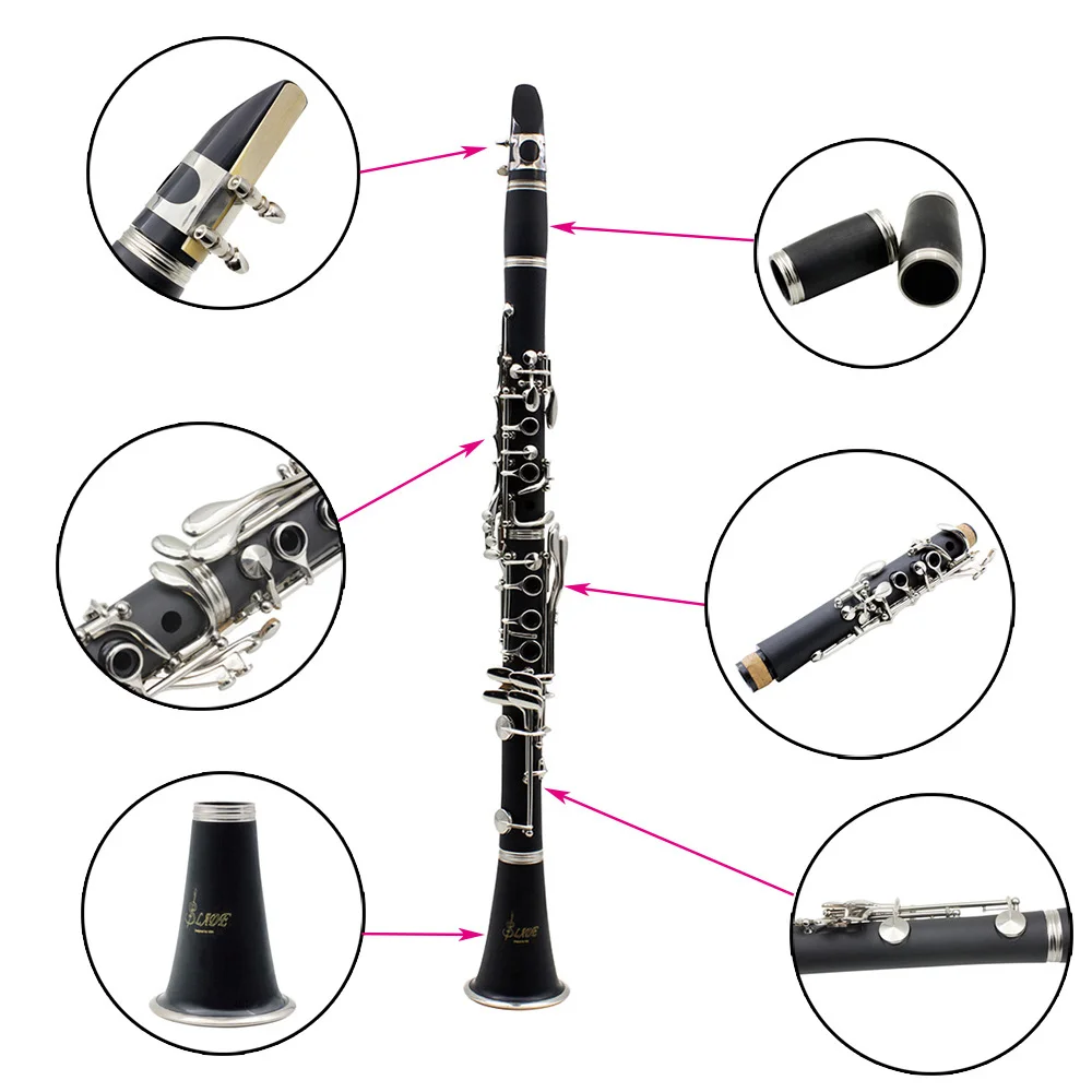 SLADE Clarinet Bb Clarinet 17 Keys 6 Rings Blackwinds Clarinetto Portable ABS Professional Woodwind Musical Instruments