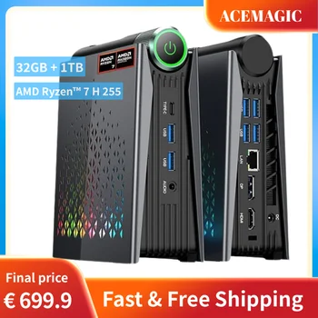 ACEMAGIC Mini PC AMD Ryzen 7 H225 Gaming PC 32GB LPDDR5 1TB SSD Windows 11 Pro Triple 4K Display Small Desktop Computer WiFi 6