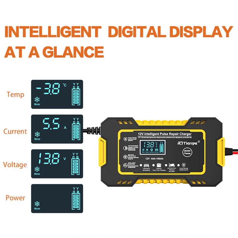 6a 12V Autobatterie ladegerät Kfz-Batterie ladegerät Agm Gel Blei-Säure-Puls  Reparatur für Auto Motorrad LCD-Display Drop Ship - AliExpress