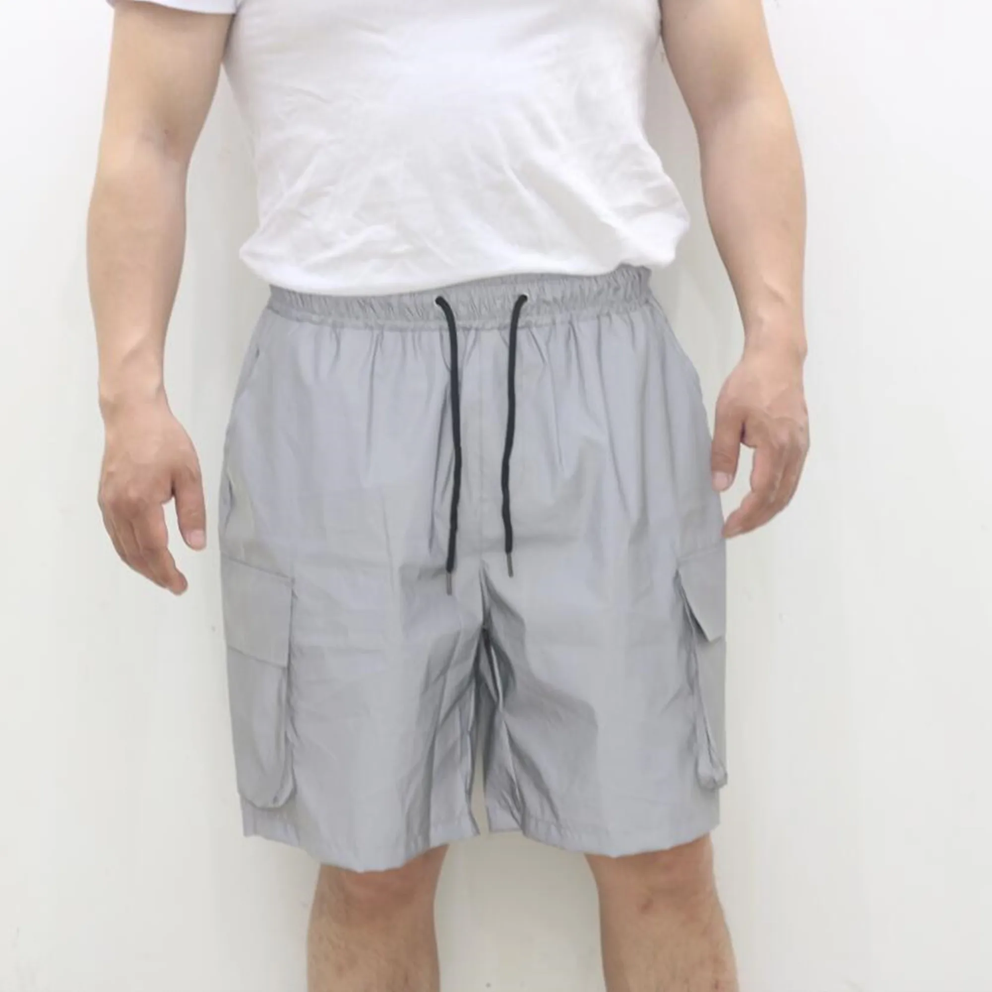 White Reflective Cargo Shorts 2
