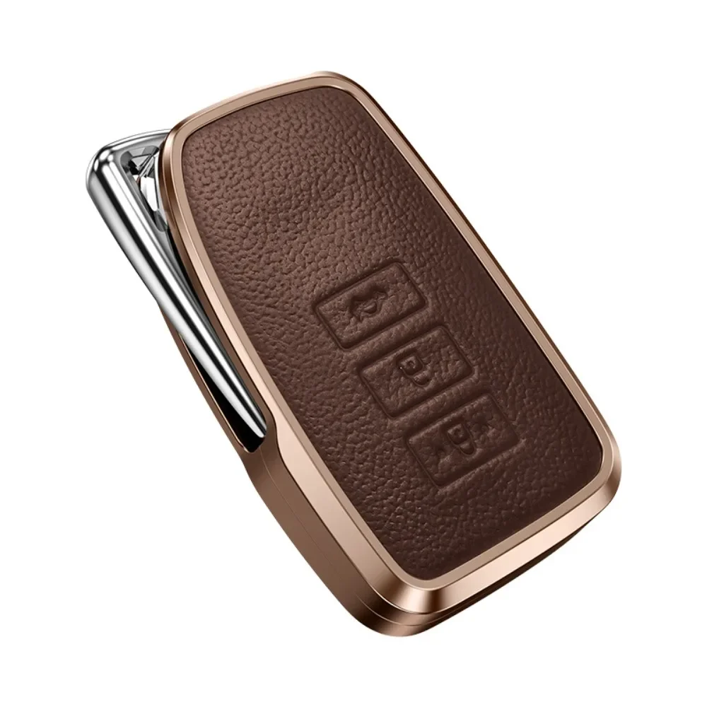 Premium Alloy Leather Car Key Case Cover - 3 Button Styling Accessory