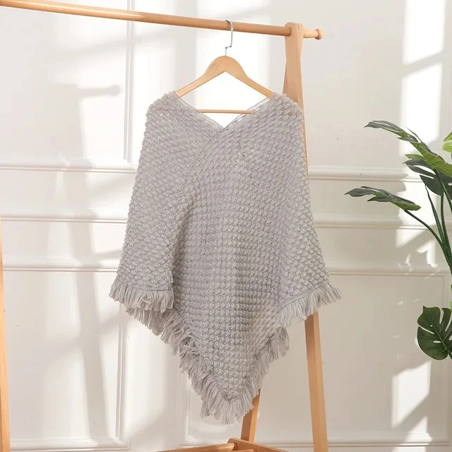 

Плащ-пончо вязаный кардиган осень-зима Защитная шаль для шеи Новый однотонный маленький плащ Воздухопроницаемый платок-шарф для комнаты