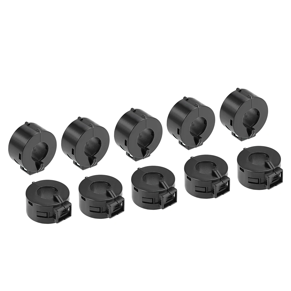 10pcs 15mm Ferrite Cores Ring Clip-On RFI EMI Noise Suppression Filter Cable Clip Black For Power Cord Audio Cables Data Cable Cable Clip Cable Clamp Cable Filter Cable Noise Suppressor