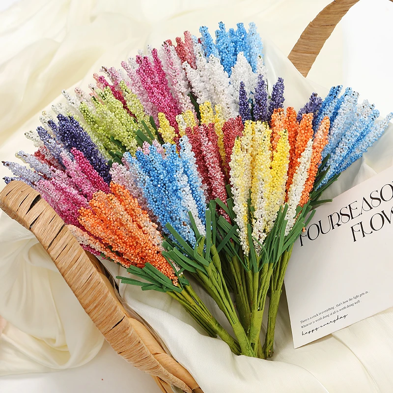 Lavender Artificial Flowers Bouquet PE Foam Fake Flowers For Vase Home Room Decor DIY Wreath Wedding Decorations 10PCs/lot artificial plants artificial flowers artificial flower bouquet artificial flower