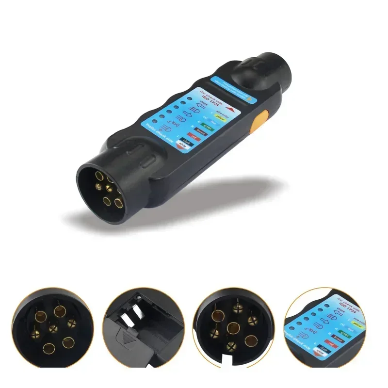12V European 7 Pin Trailer Plug Socket Tester Durable Truck Wiring Circuit Light Test Tool RV Car Trailer Socket Circuit Testing plug adapter