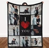 I Love You Custom Blanket with Photo Collage Text Personalized Picture Throw Blanket for Christmas Valentine's Day Birthday Gift 1