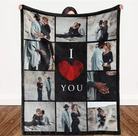 I Love You Custom Blanket with Photo Collage Text Personalized Picture Throw Blanket for Christmas Valentine's Day Birthday Gift 1