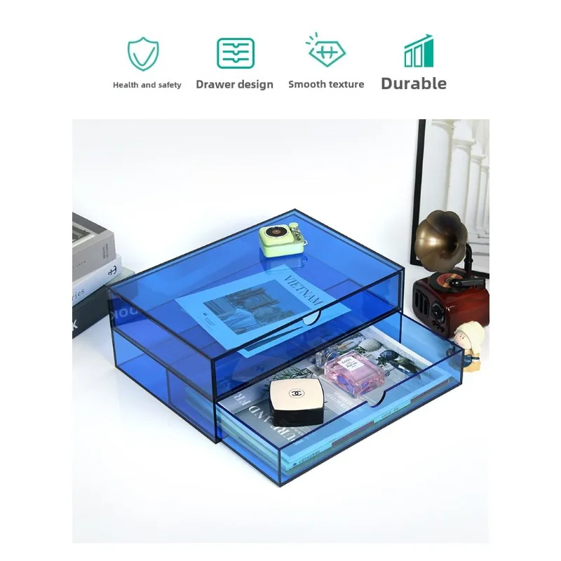 Color Acrylic Drawer Pen Case Office A4 Paper Finishing Desktop Cosmetics Dustproof Transparent Storage Drawer Box 5