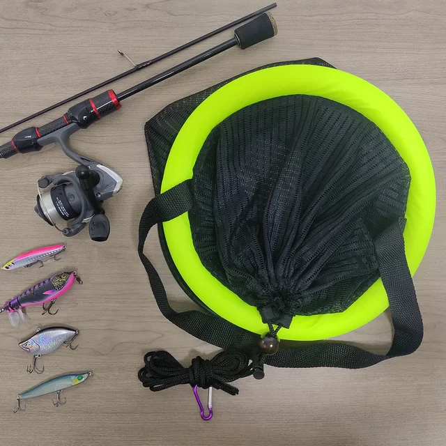 Aventik Foldable & Portable Floating Fish Basket Fishing Net Constructed with Nylon Mesh for minnows smelt shrimp crabs 6