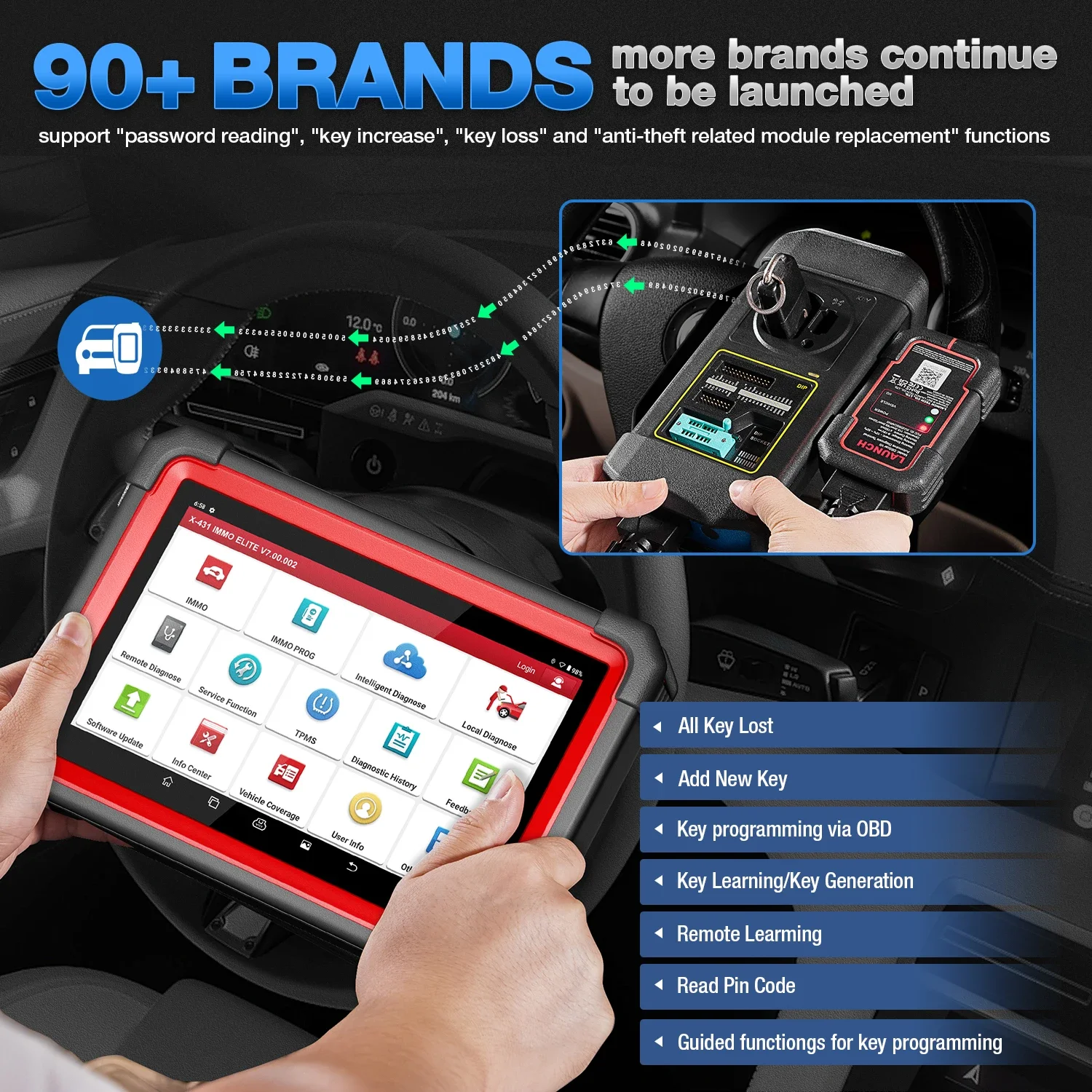 LAUNCH X431 IMMO Elite IMMO Plus X-PROG 3 OBD2-Scanner, Kfz-IMMO-Programmier-Diagnosetools, bidirektional, 39-Reset – Detail 5