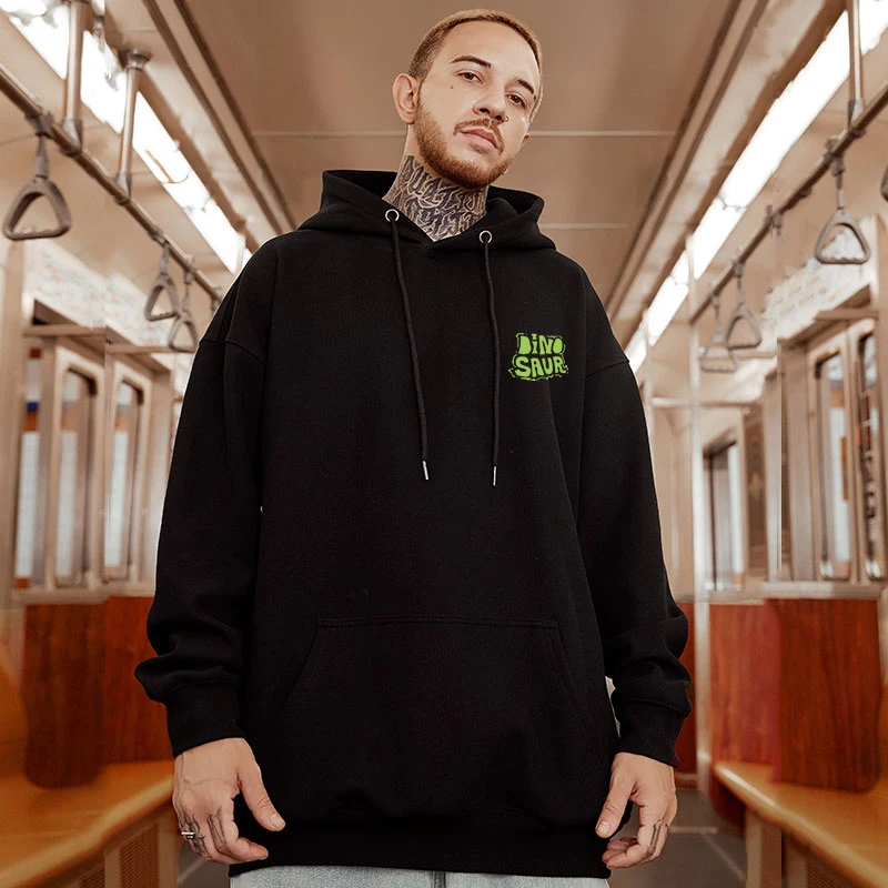 Casual Style Fashion Sweater Hooded Autumn And Winter Literary Trend New Men's Pullover Popular Print And Plush