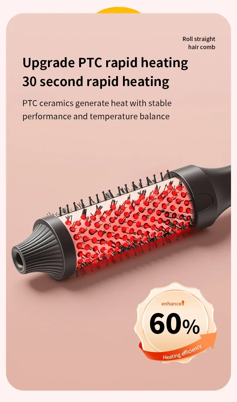 Escova alisadora e modeladora de cabelo profissional com aquecimento ptc_voghion.com